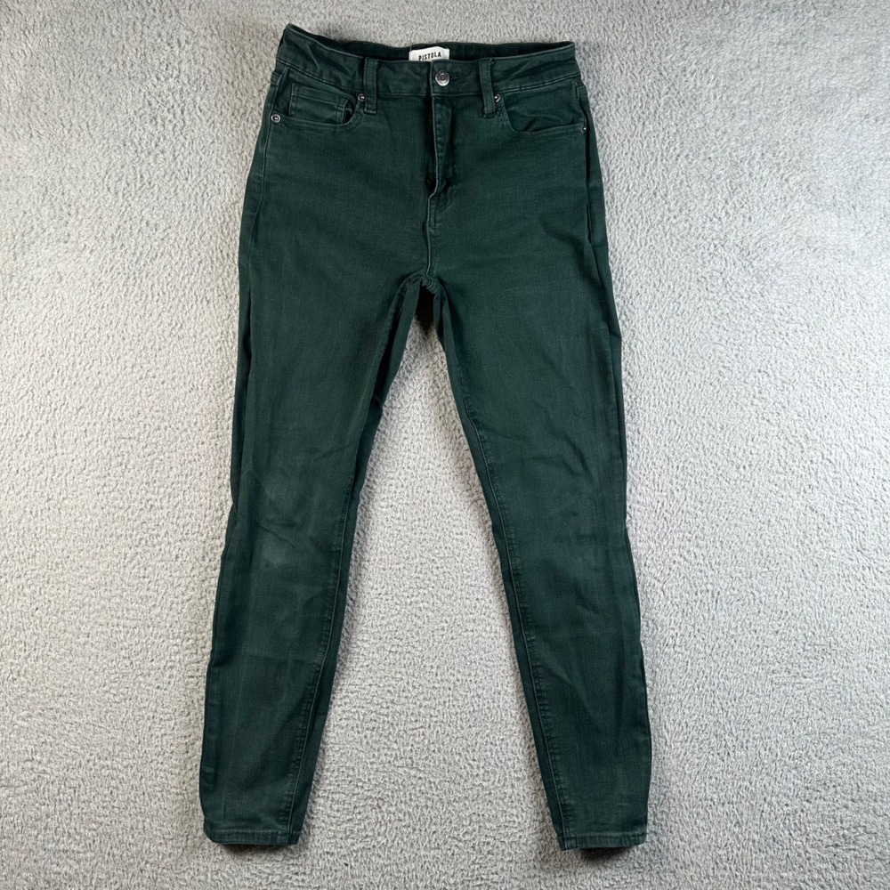 Pistola High Rise Skinny Jeans Forest Green Size 27 Stretch Denim Earthy Indie